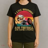 Retro Vintage I Like Bourbon And Football And Maybe 3 People T-Shirt thumb 4