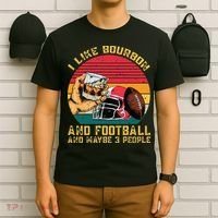 Retro Vintage I Like Bourbon And Football And Maybe 3 People T-Shirt thumb 6