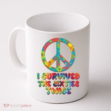 Retro Vintage I Survived The Sixties Twice Rainbow Tie Dye Coffee Mug