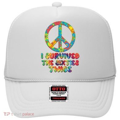 Retro Vintage I Survived The Sixties Twice Rainbow Tie Dye Hat