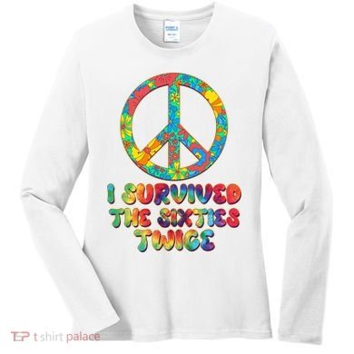 Retro Vintage I Survived The Sixties Twice Rainbow Tie Dye Women's Long Sleeve Shirt