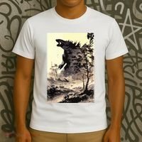 Retro Vintage Japanese Art Legendary Rare Kaiju Calligraphy T-Shirt thumb 3