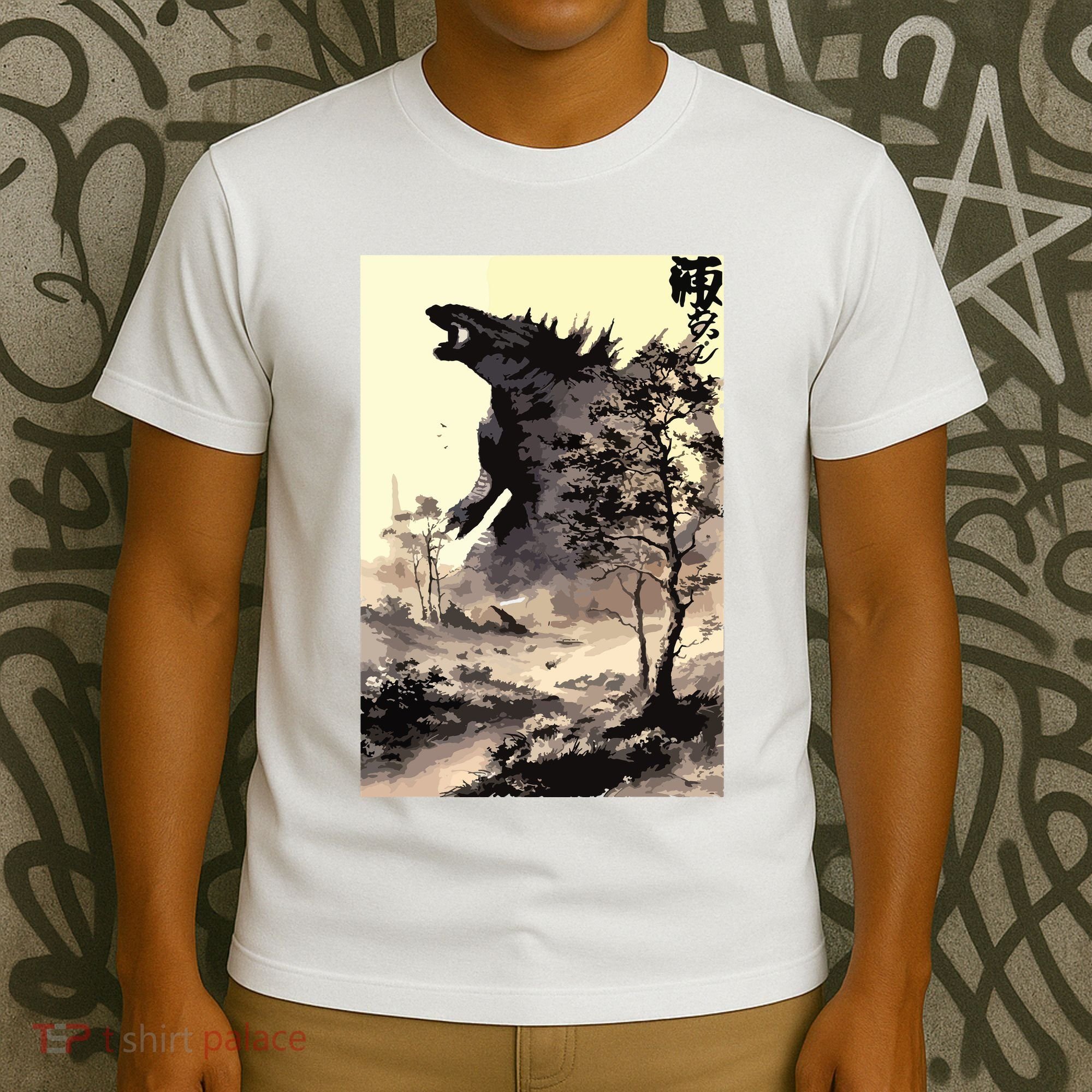 Retro Vintage Japanese Art Legendary Rare Kaiju Calligraphy T-Shirt