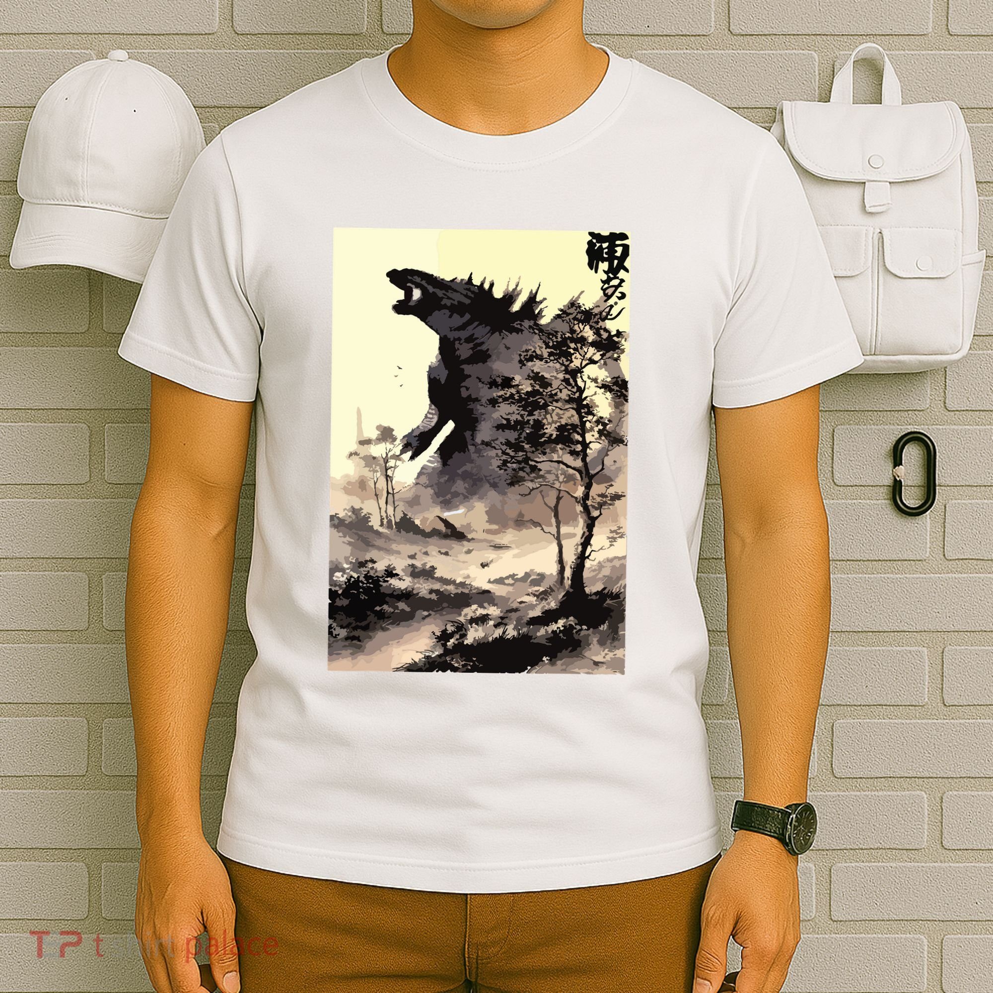 Retro Vintage Japanese Art Legendary Rare Kaiju Calligraphy T-Shirt