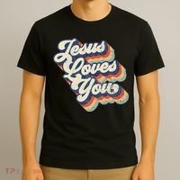 Retro Vintage Jesus Loves You T-Shirt thumb 3