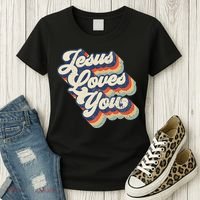 Retro Vintage Jesus Loves You Women's T-Shirt thumb 3