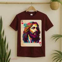Retro Vintage Jesus Is King Of Kings Playing Card T-Shirt thumb 2