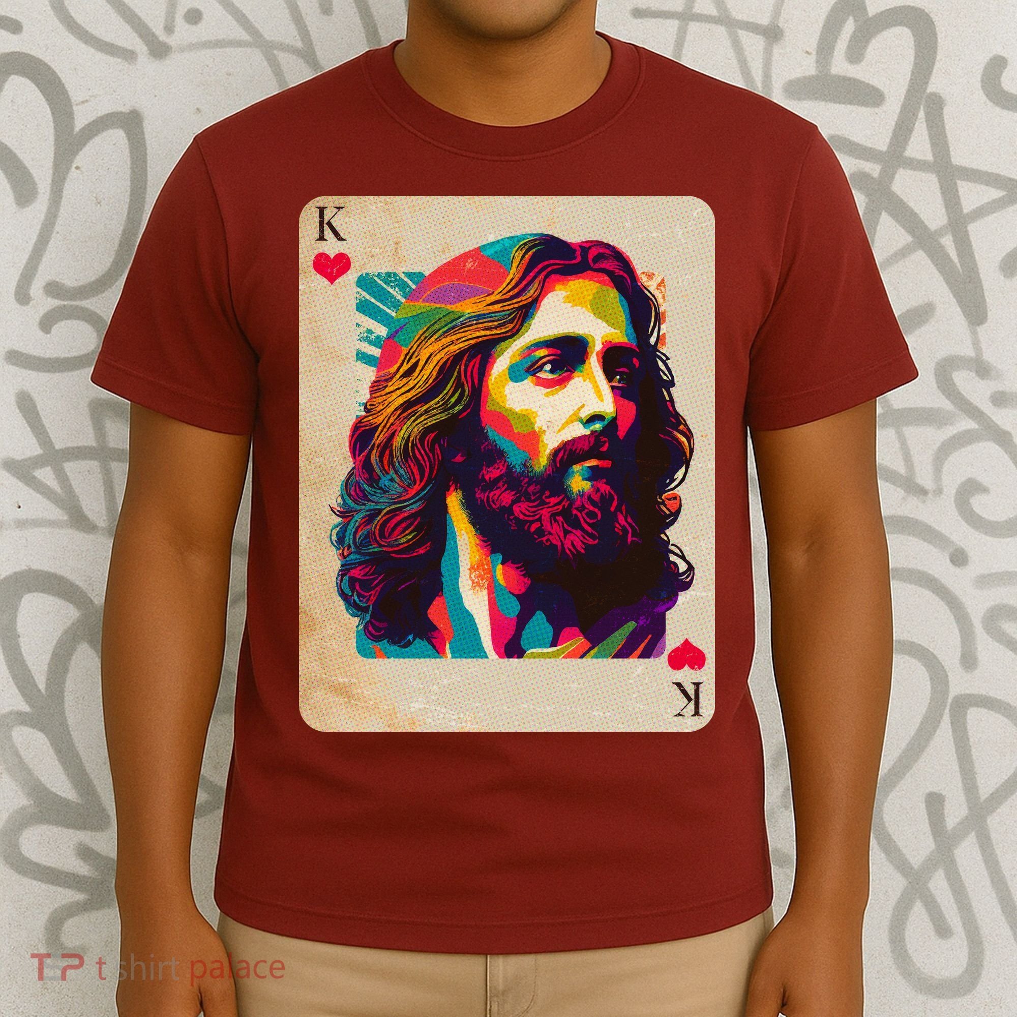 Retro Vintage Jesus Is King Of Kings Playing Card T-Shirt