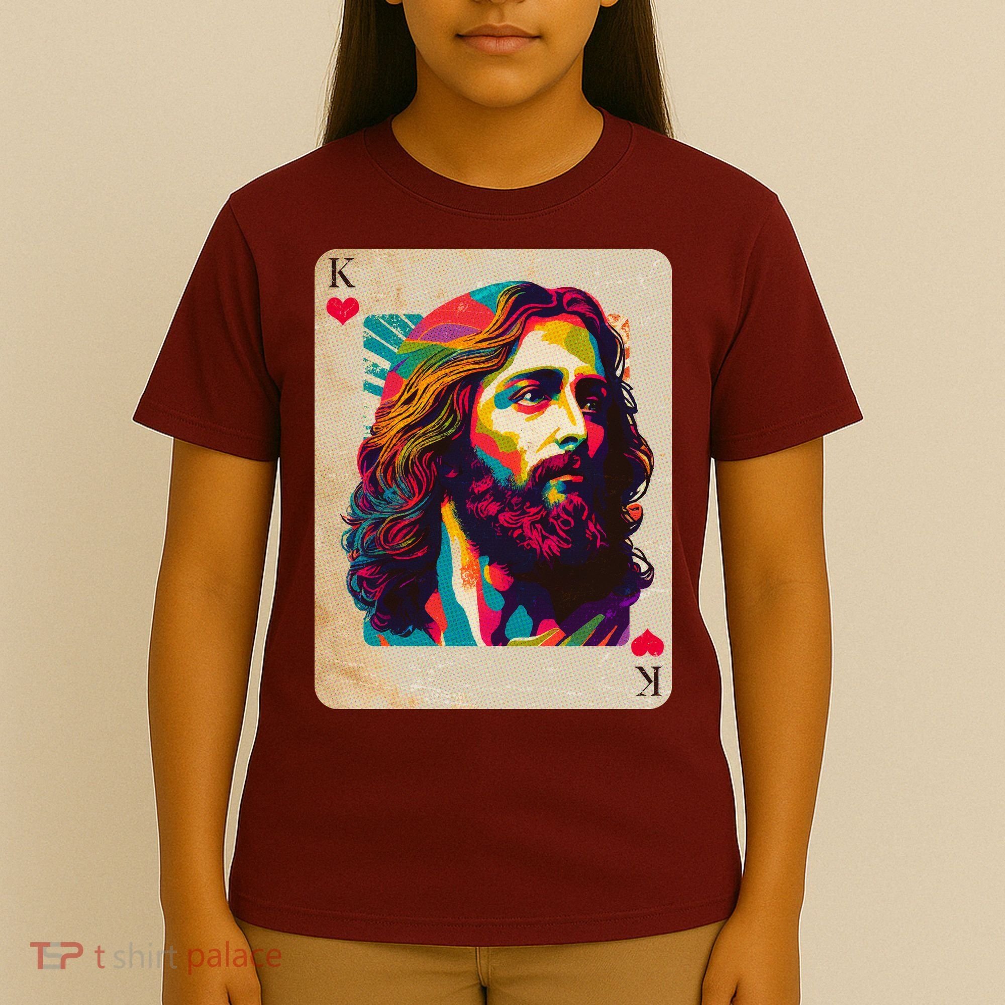 Retro Vintage Jesus Is King Of Kings Playing Card T-Shirt
