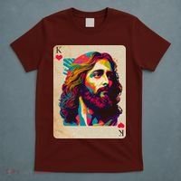 Retro Vintage Jesus Is King Of Kings Playing Card T-Shirt thumb 5