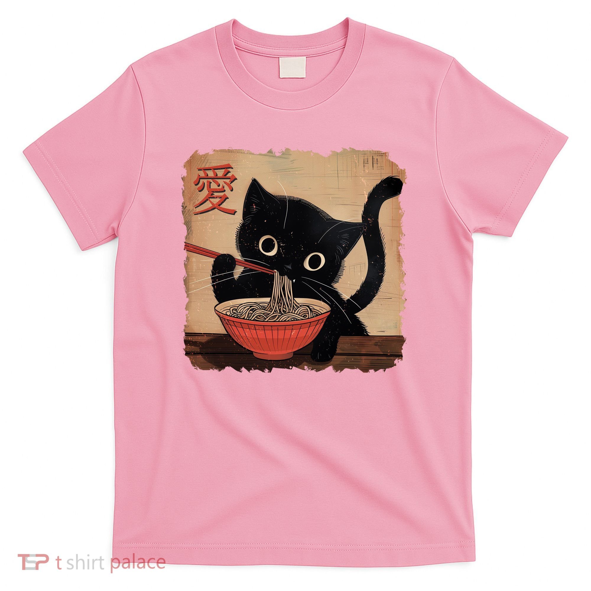 Retro Vintage Japanese Ramen Noodle Neko Cat T-Shirt
