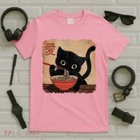 Retro Vintage Japanese Ramen Noodle Neko Cat T-Shirt thumb 5