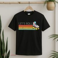 Retro Vintage Lets Roll Roller Skating Skater Skate 80s 70s T-Shirt thumb 2
