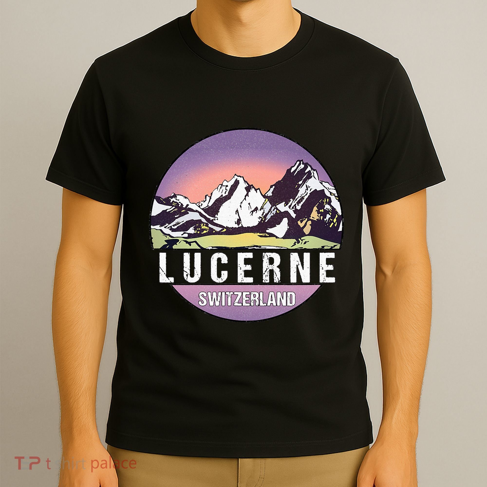 Retro Vintage Lucerne Switzerland Distressed T-Shirt