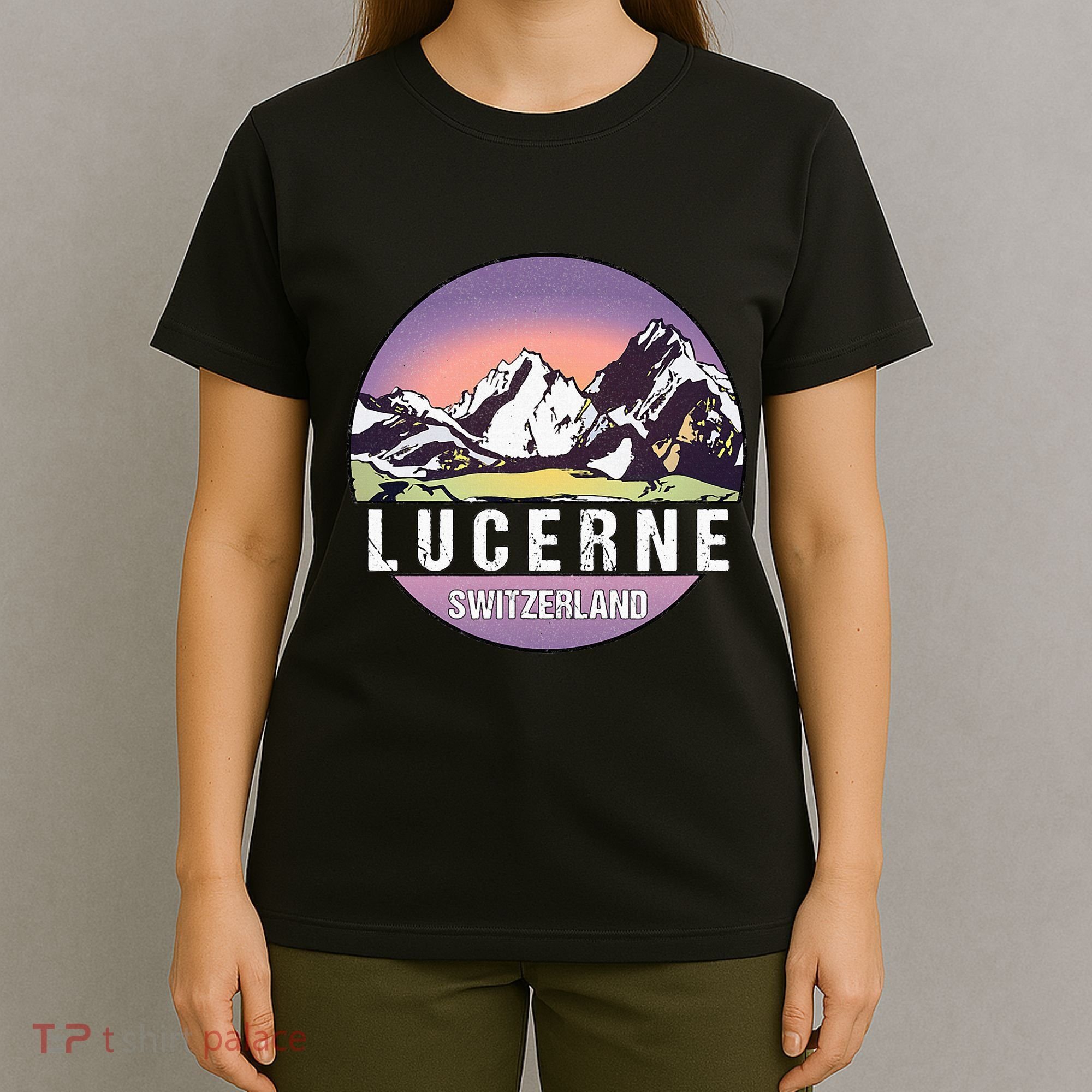 Retro Vintage Lucerne Switzerland Distressed T-Shirt