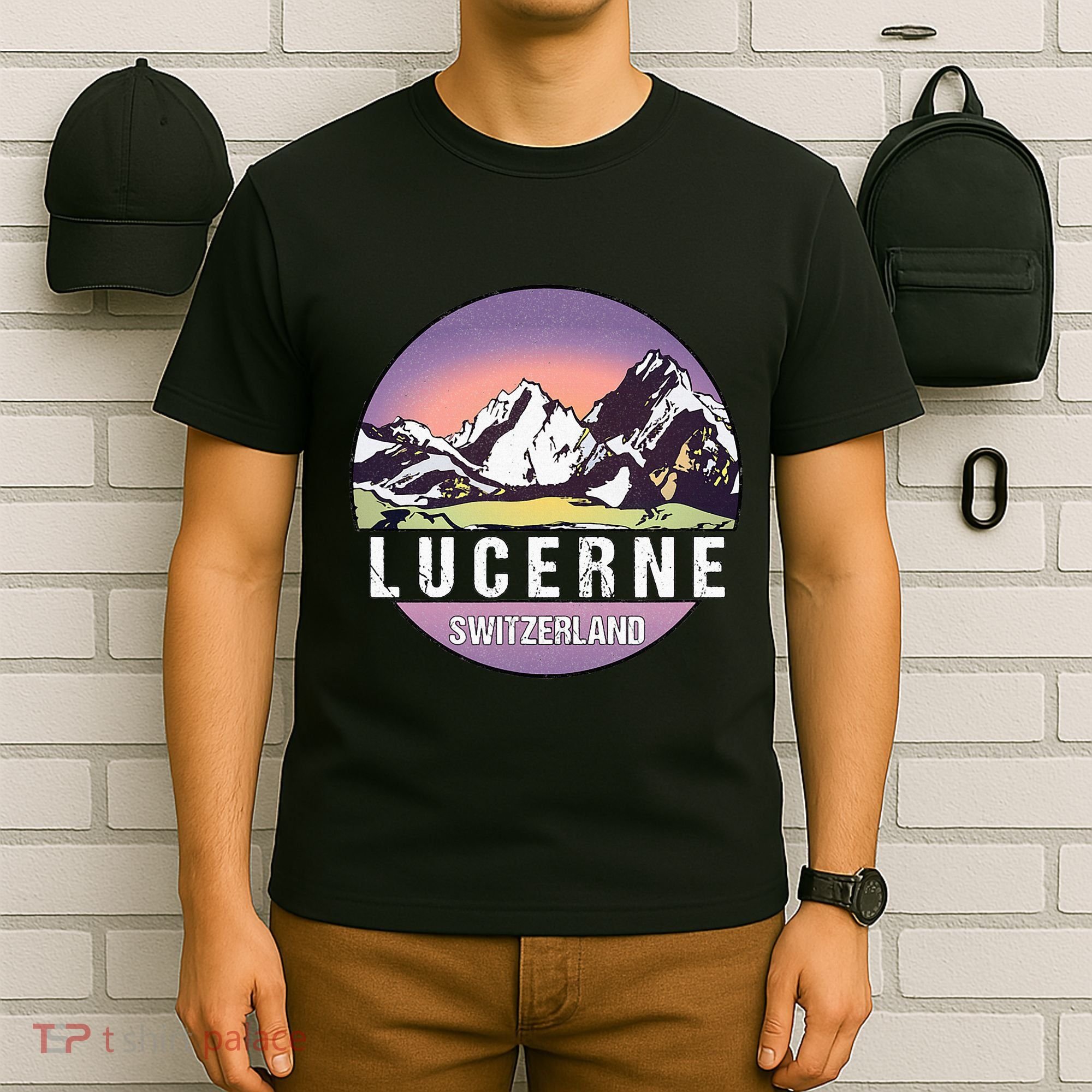 Retro Vintage Lucerne Switzerland Distressed T-Shirt