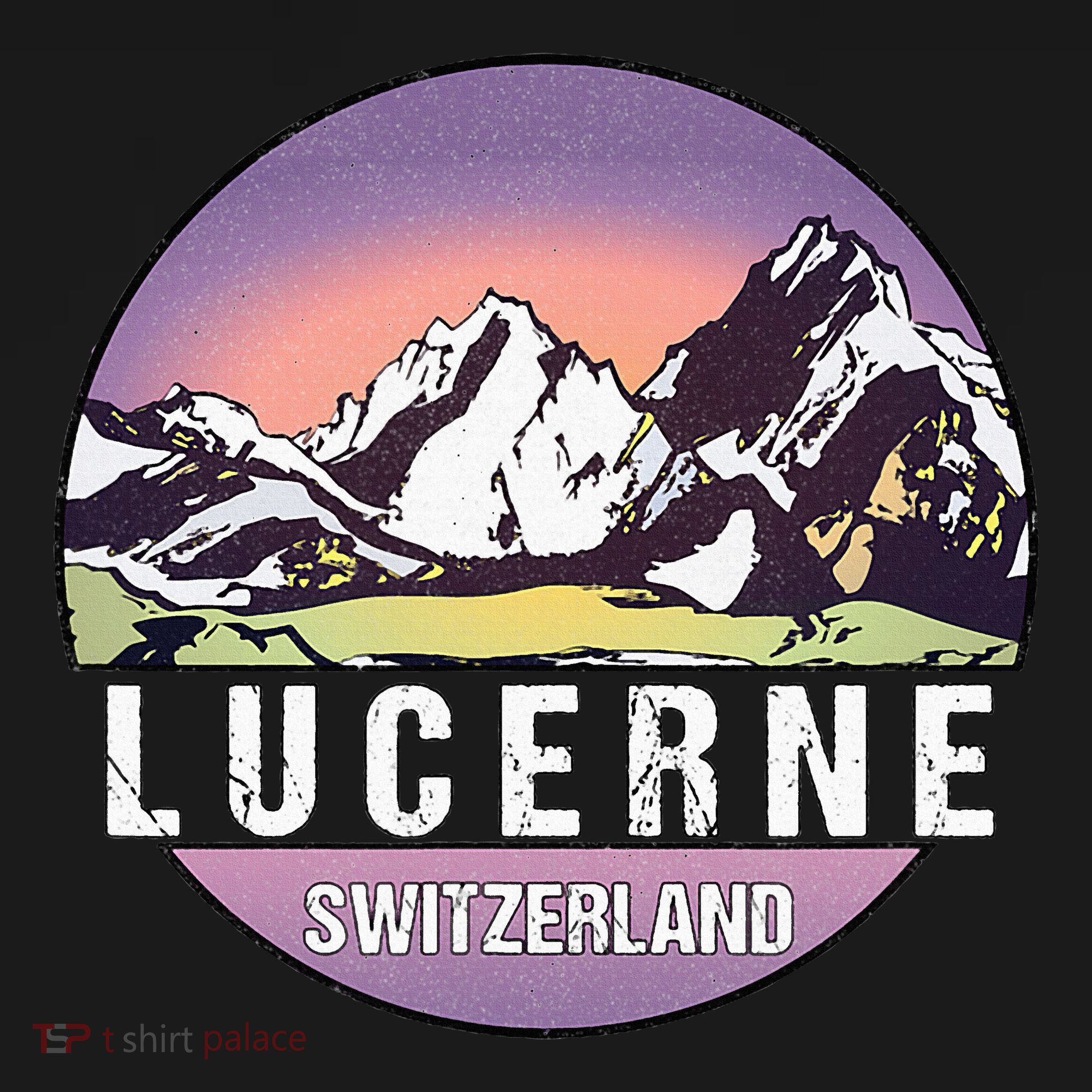 Retro Vintage Lucerne Switzerland Distressed T-Shirt