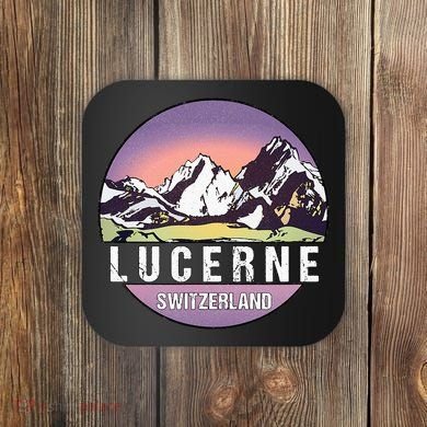 Retro Vintage Lucerne Switzerland Distressed Coaster