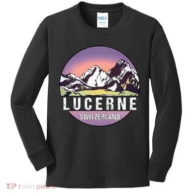 Retro Vintage Lucerne Switzerland Distressed Kids Long Sleeve Shirt