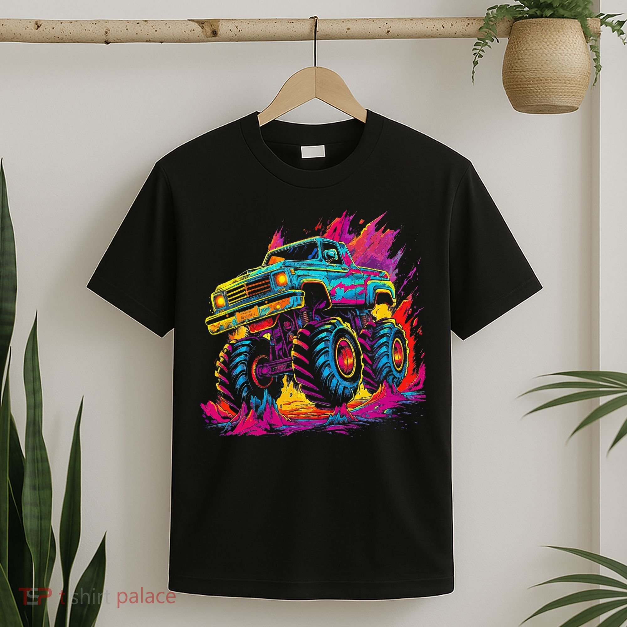 Retro Vintage Monster Truck Retro Sunset Monster Truck T-Shirt