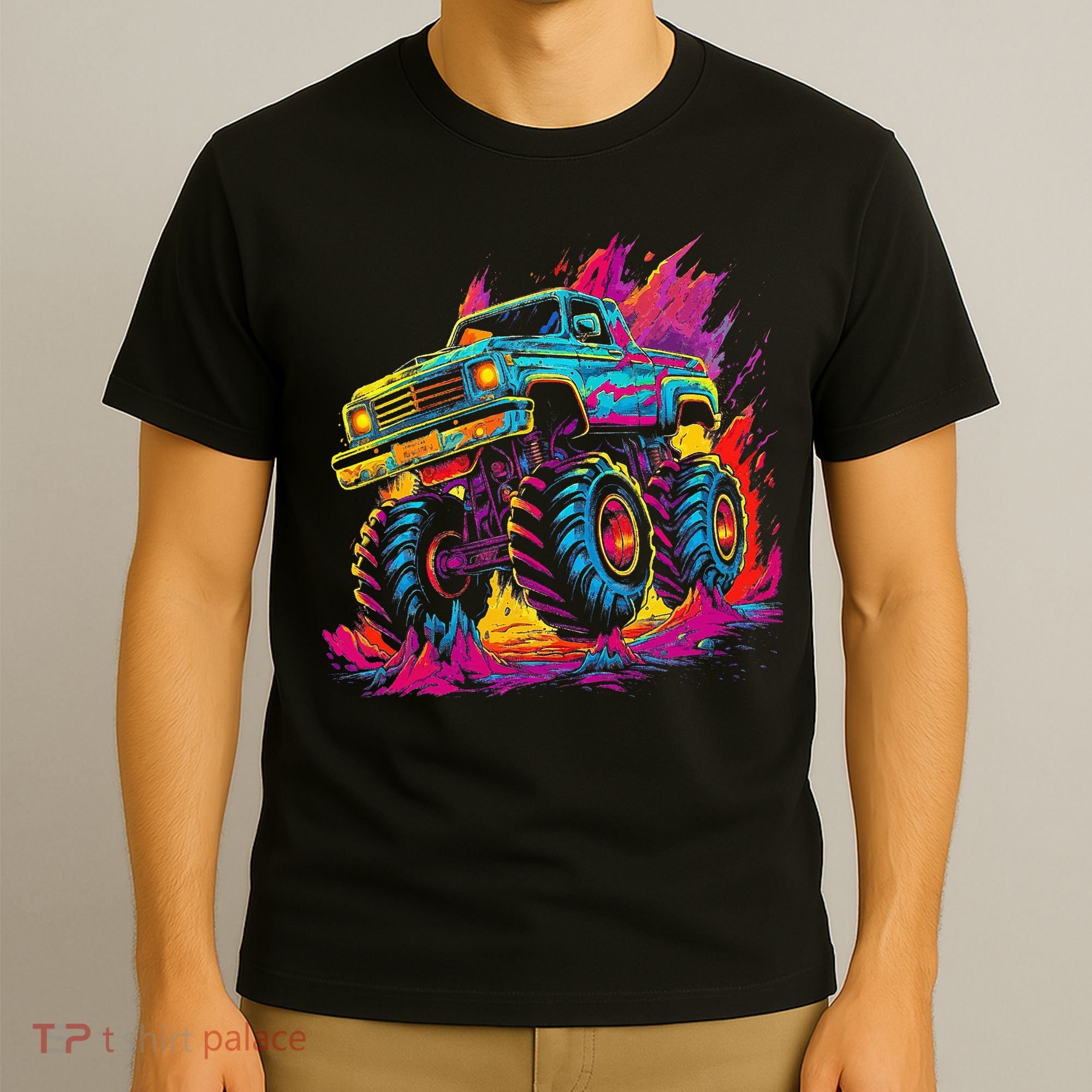Retro Vintage Monster Truck Retro Sunset Monster Truck T-Shirt