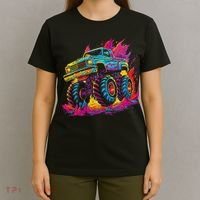 Retro Vintage Monster Truck Retro Sunset Monster Truck T-Shirt thumb 4