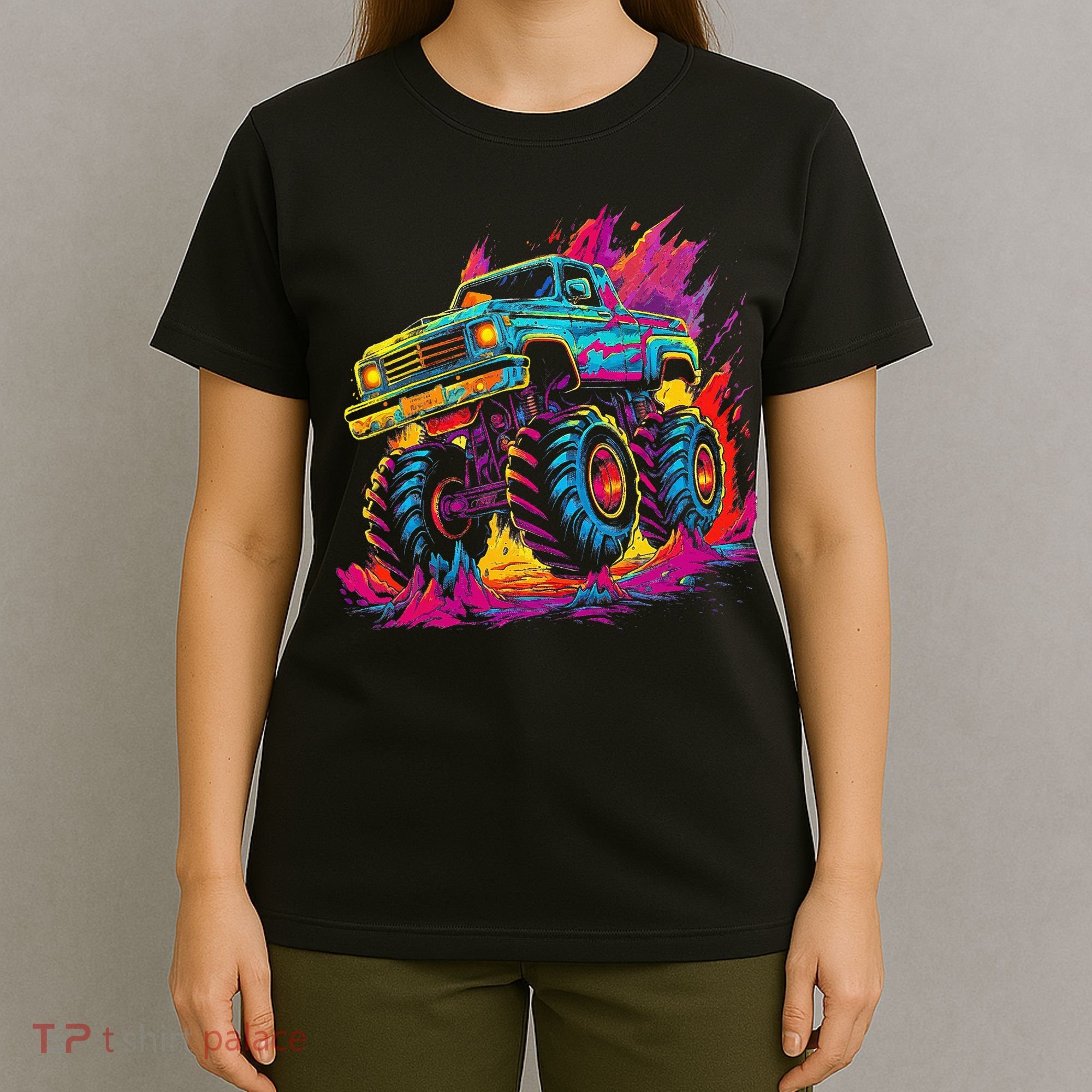 Retro Vintage Monster Truck Retro Sunset Monster Truck T-Shirt