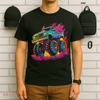 Retro Vintage Monster Truck Retro Sunset Monster Truck T-Shirt thumb 6