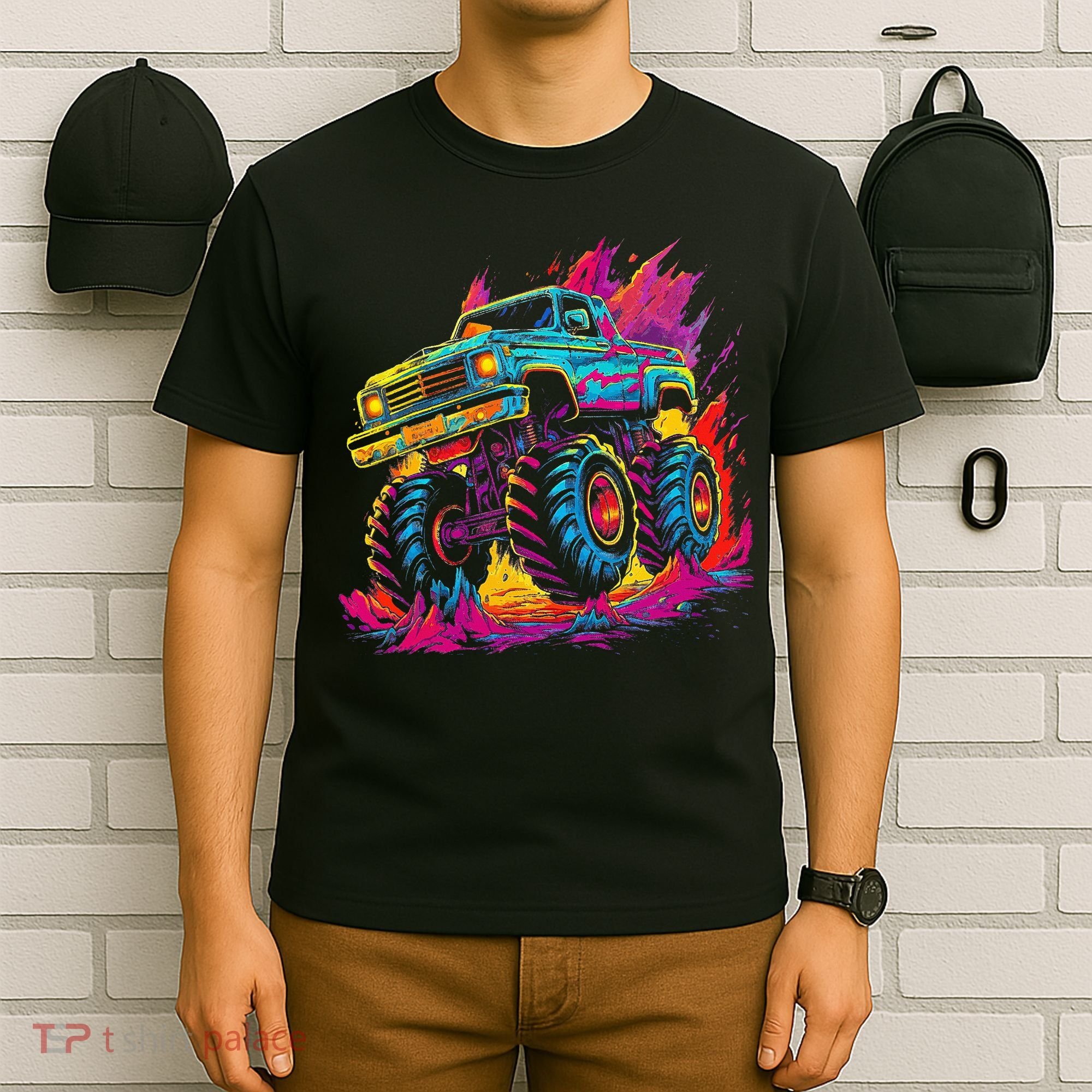 Retro Vintage Monster Truck Retro Sunset Monster Truck T-Shirt