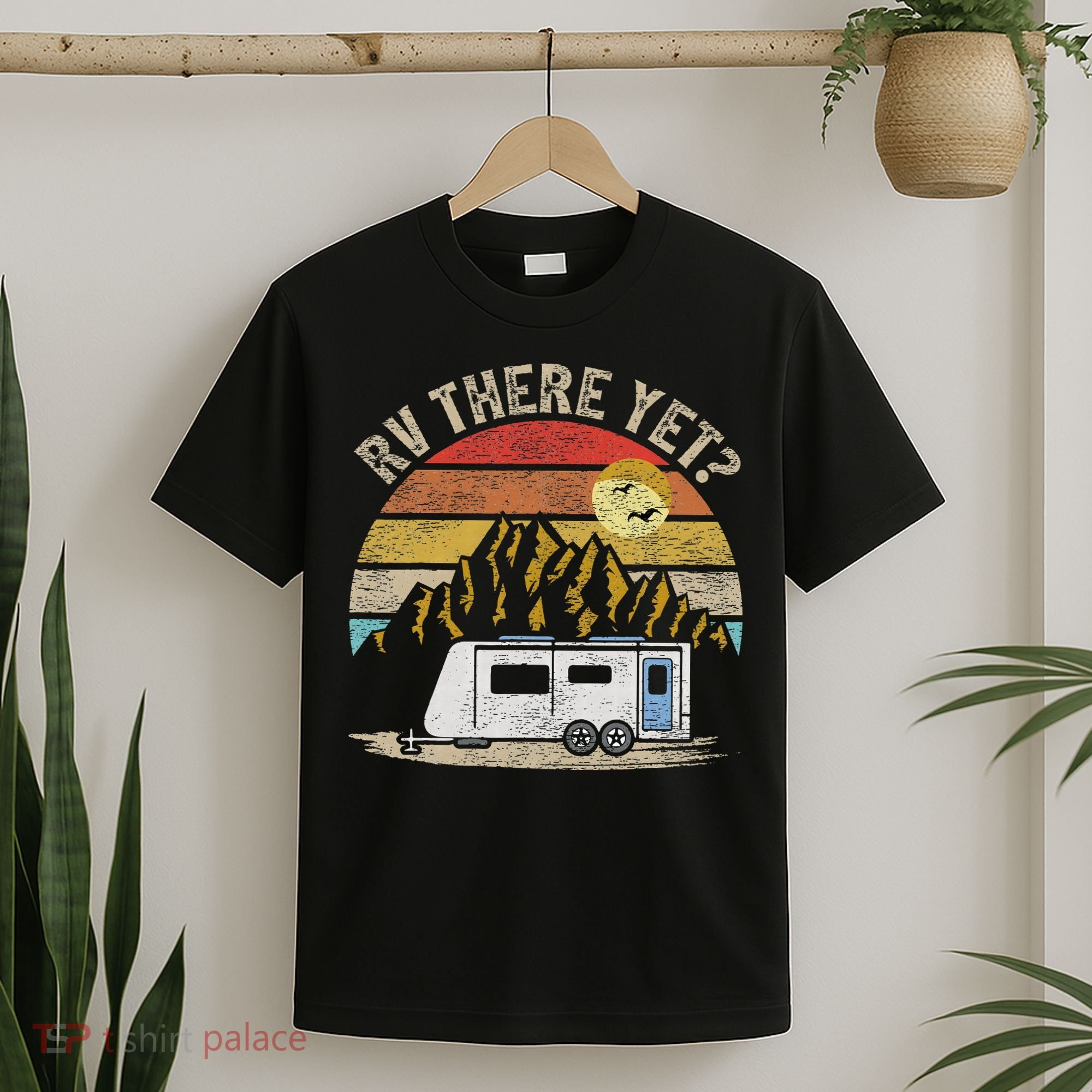 Retro Vintage Mountains Camping RV There Yet T-Shirt
