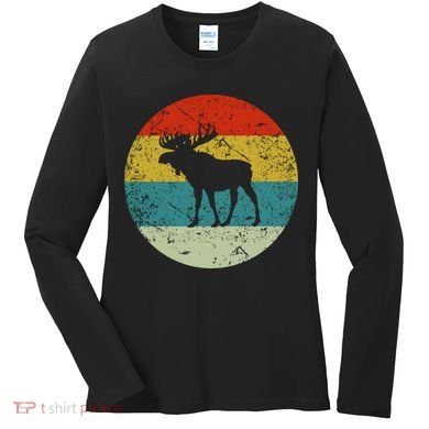 Retro Vintage Moose Women's Long Sleeve Shirt
