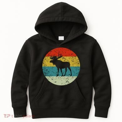 Retro Vintage Moose Kids Hoodie