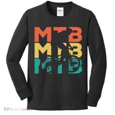 Retro Vintage Mtb Gift For Mountain Bikers Kids Long Sleeve Shirt