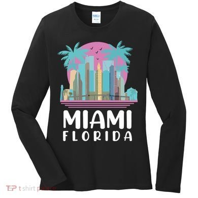 Retro Vintage Miami Florida Women's Long Sleeve Shirt