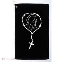 Rosary Virgin Mary God Jesus Faith Religious Catholic Golf Towel thumb 0