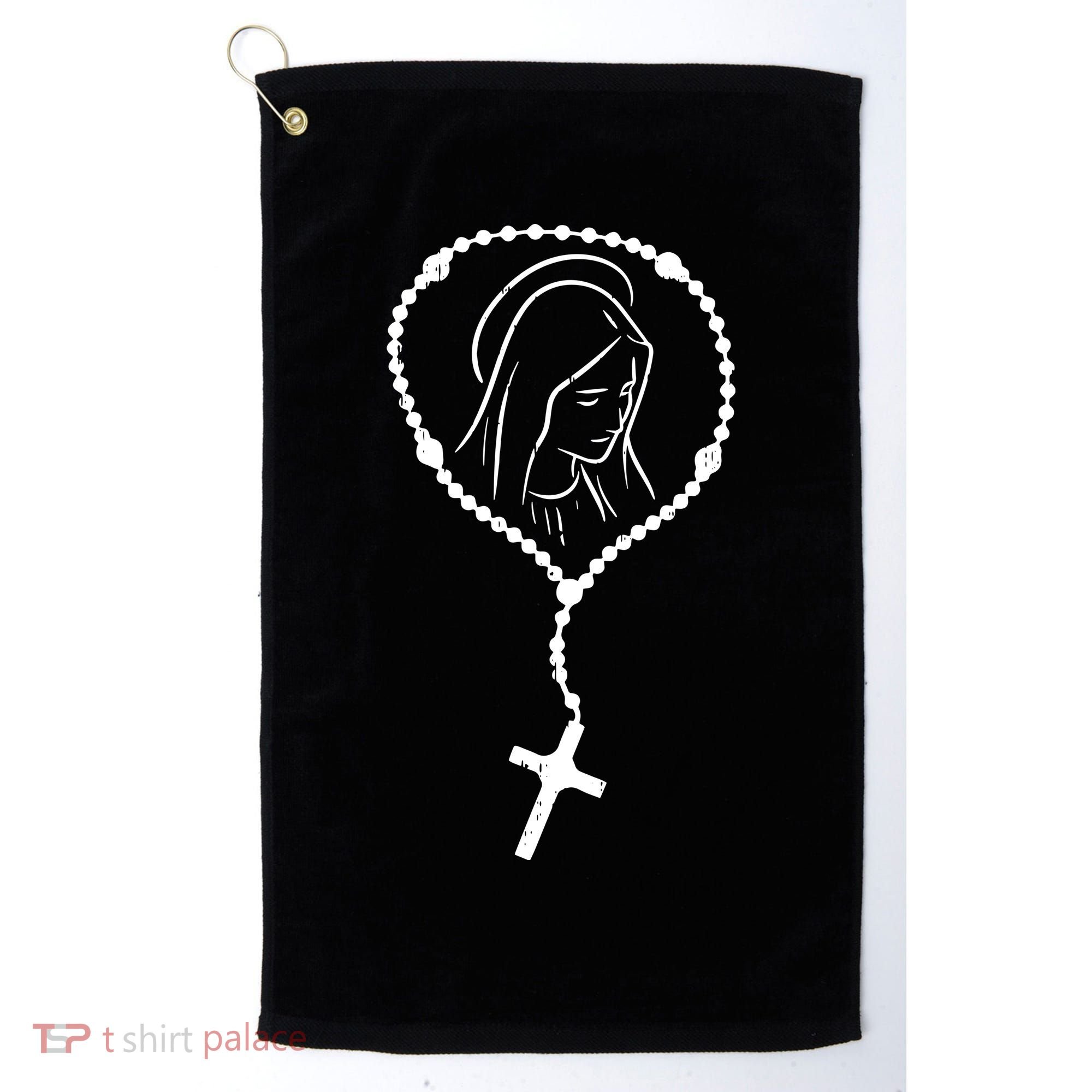 Rosary Virgin Mary God Jesus Faith Religious Catholic Golf Towel