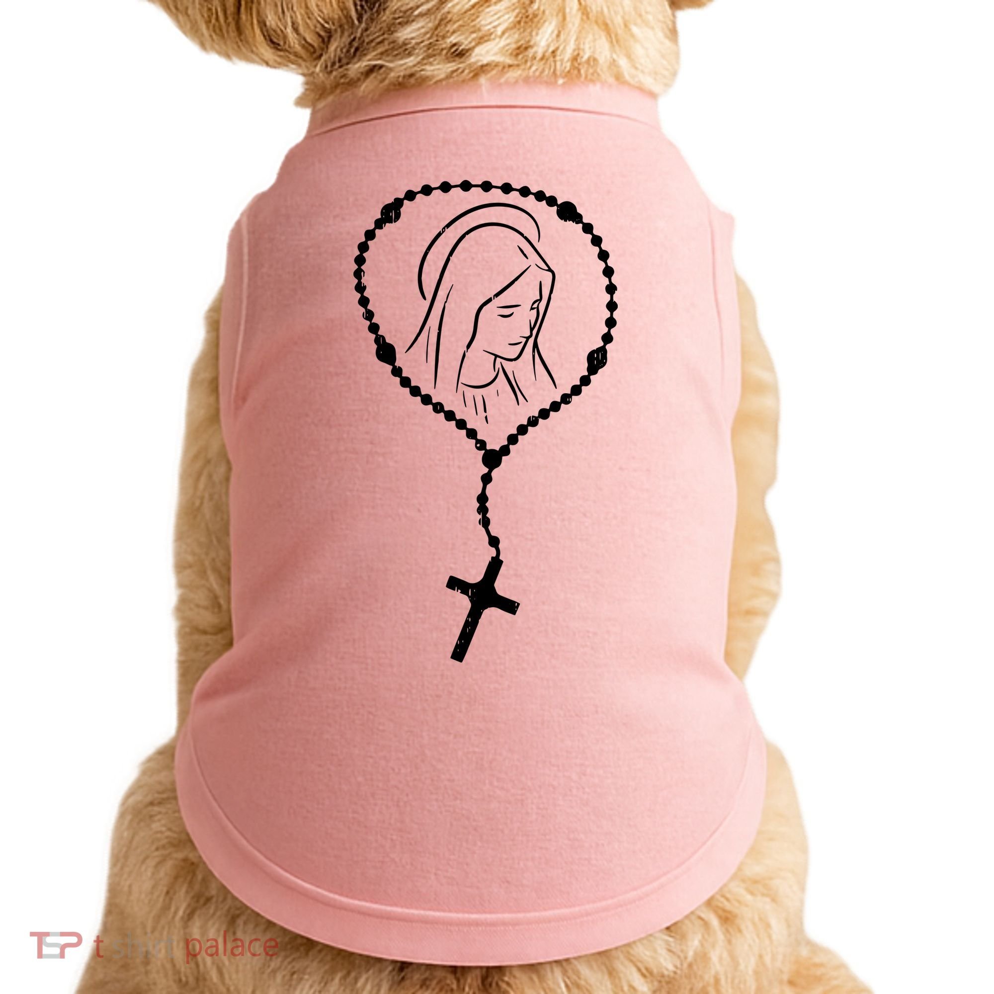 Rosary Virgin Mary God Jesus Faith Religious Catholic Doggie Tank