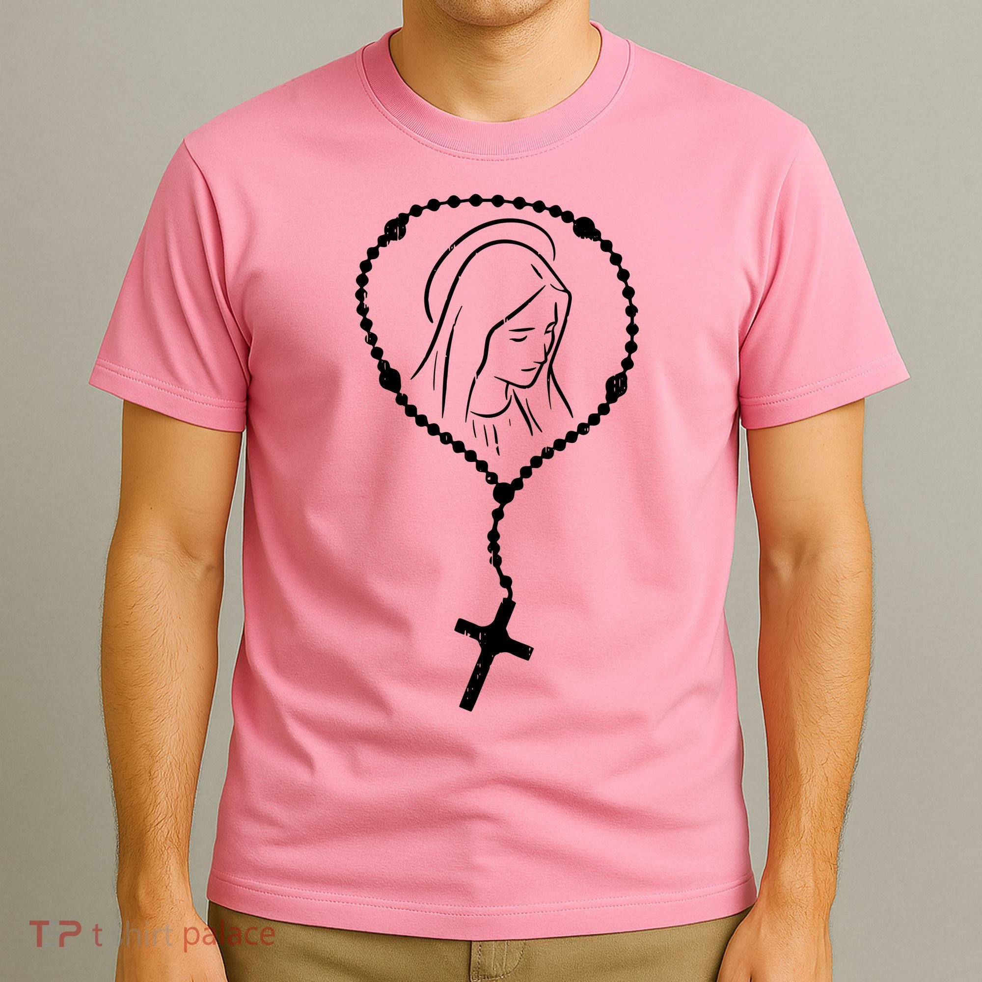Rosary Virgin Mary God Jesus Faith Religious Catholic T-Shirt