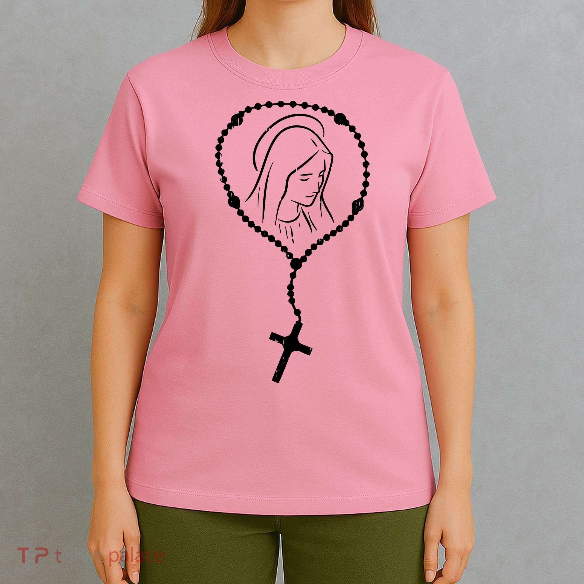 Rosary Virgin Mary God Jesus Faith Religious Catholic T-Shirt