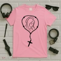 Rosary Virgin Mary God Jesus Faith Religious Catholic T-Shirt thumb 5