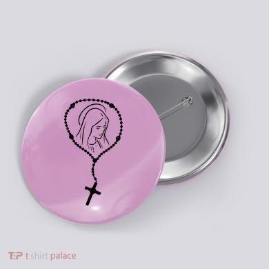 Rosary Virgin Mary God Jesus Faith Religious Catholic Button