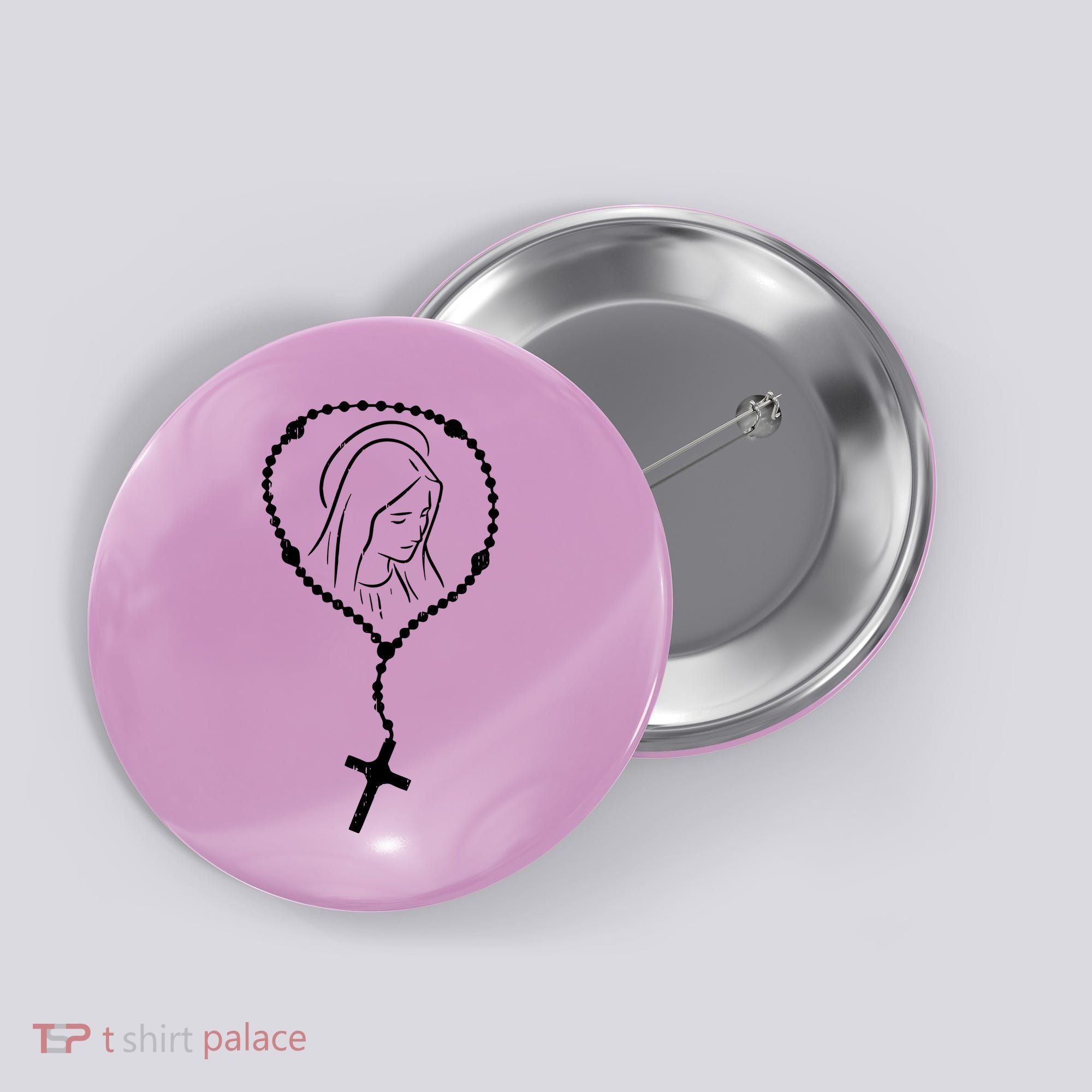 Rosary Virgin Mary God Jesus Faith Religious Catholic Button