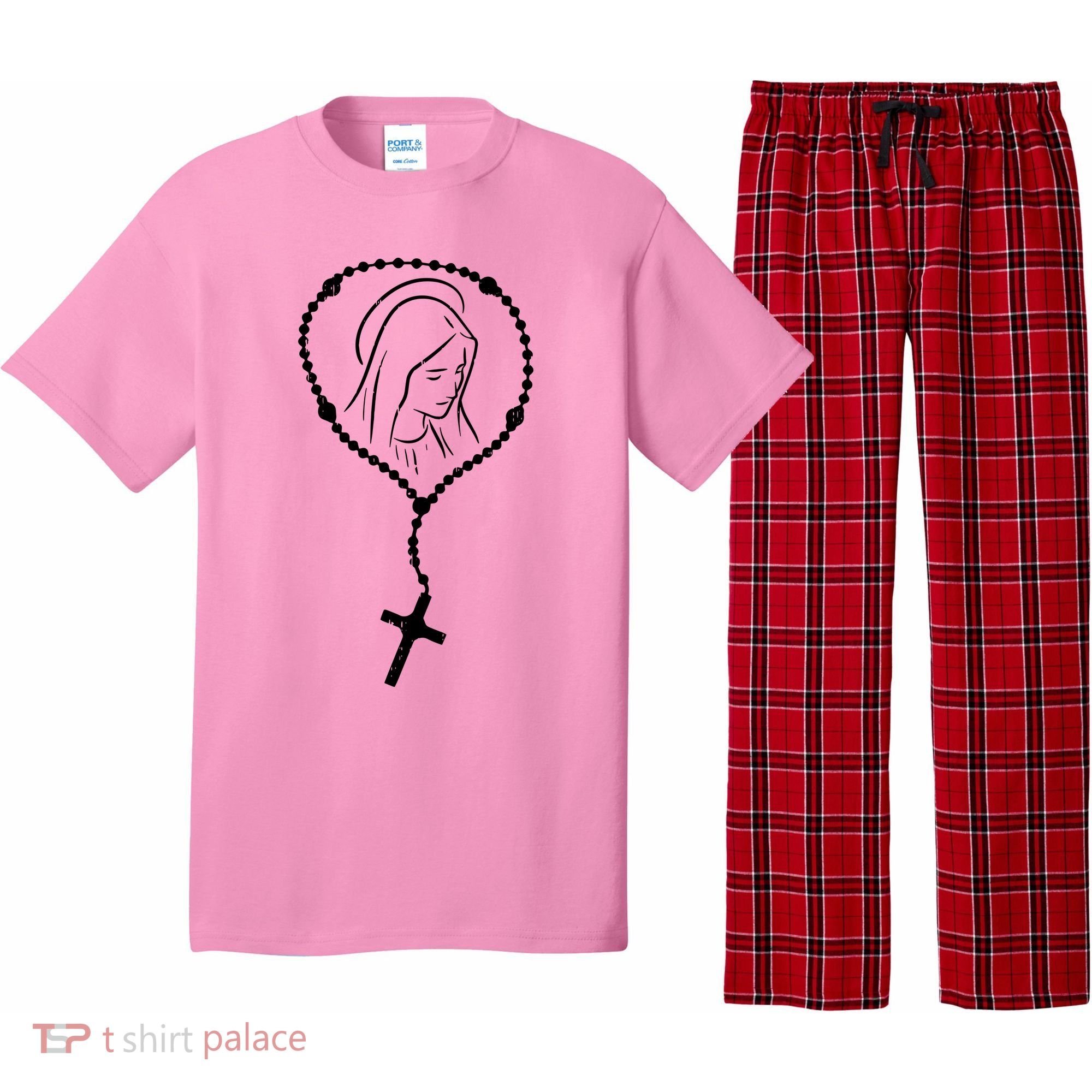 Rosary Virgin Mary God Jesus Faith Religious Catholic Pajama Set