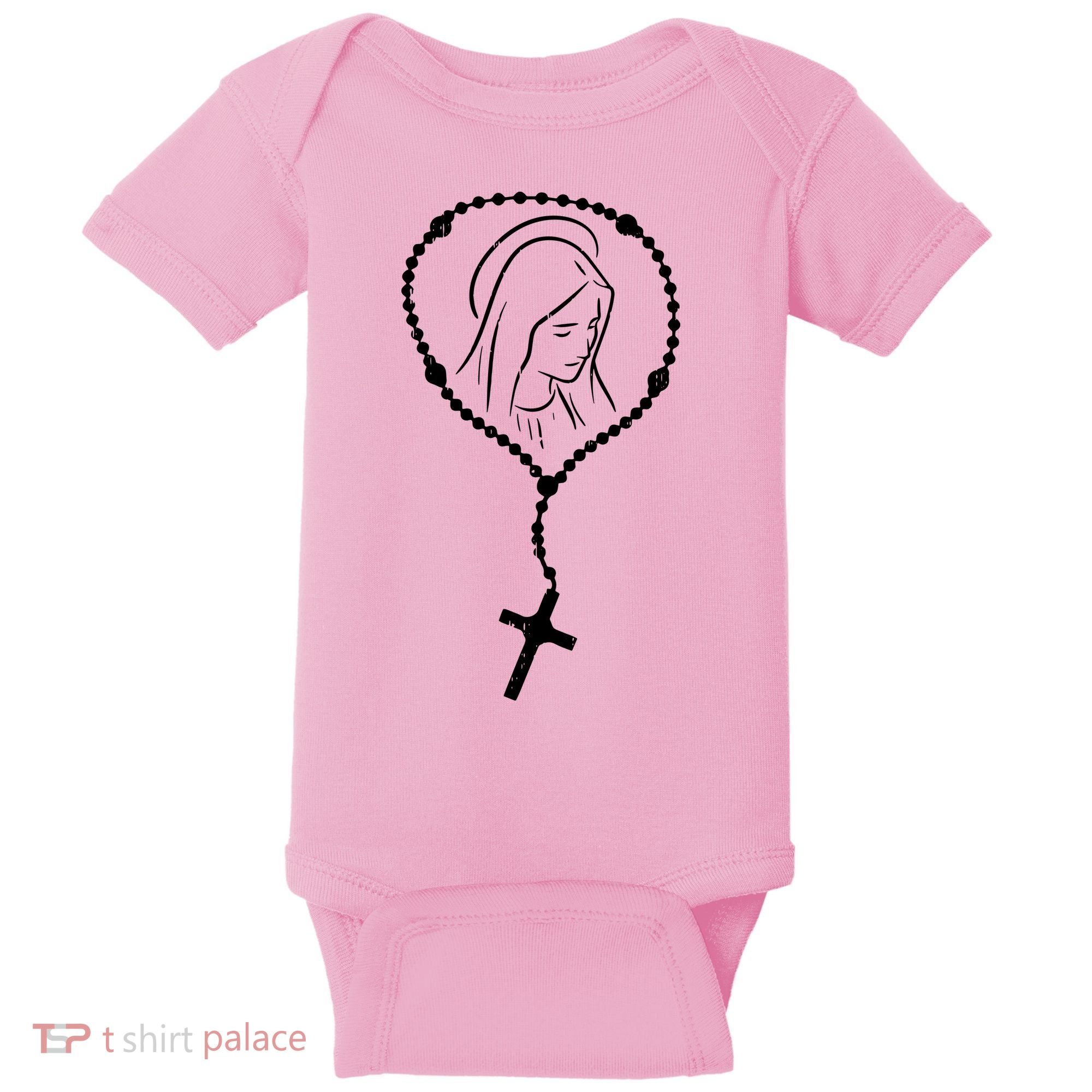 Rosary Virgin Mary God Jesus Faith Religious Catholic Baby Bodysuit
