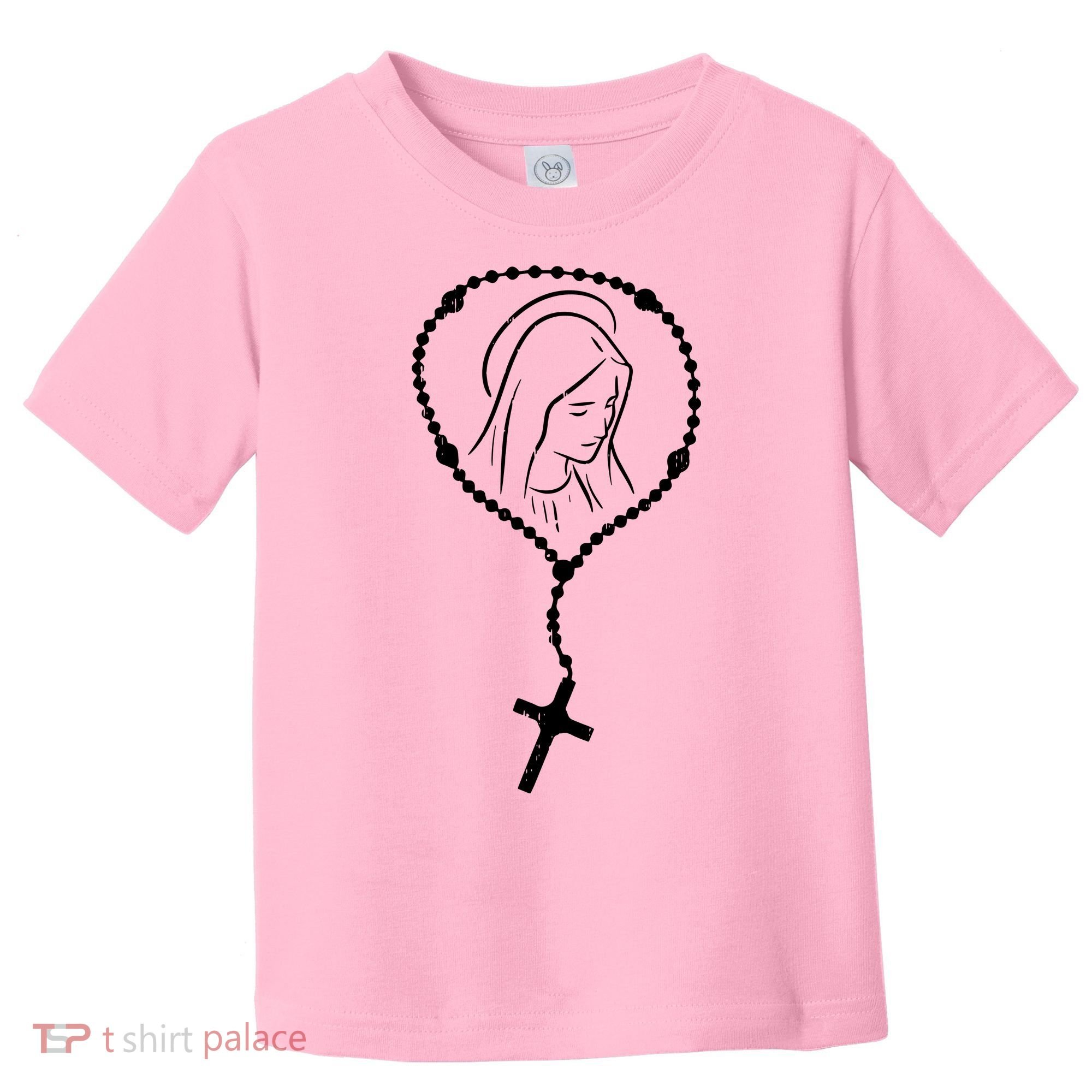 Rosary Virgin Mary God Jesus Faith Religious Catholic Toddler T-Shirt