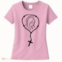 Rosary Virgin Mary God Jesus Faith Religious Catholic Women's T-Shirt thumb 0