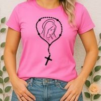 Rosary Virgin Mary God Jesus Faith Religious Catholic Women's T-Shirt thumb 2