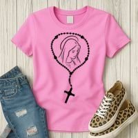 Rosary Virgin Mary God Jesus Faith Religious Catholic Women's T-Shirt thumb 3