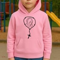 Rosary Virgin Mary God Jesus Faith Religious Catholic Kids Hoodie thumb 2