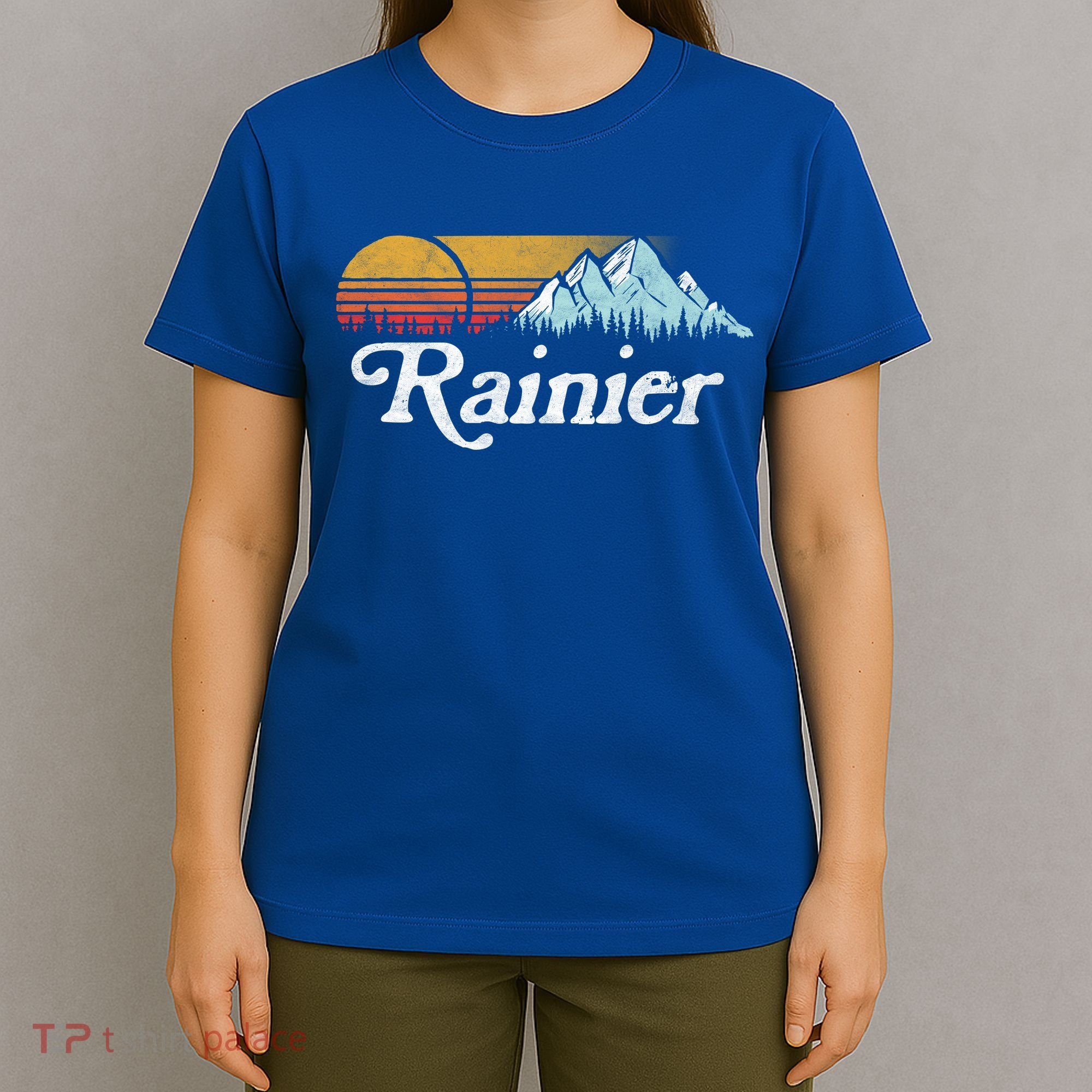 Retro Vibe Mount Rainier Gift Vintage Mountains And Sun T-Shirt